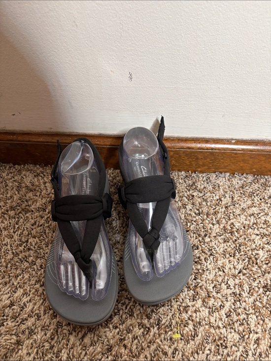 Clarks Shoes - Clarks Black and Gray Women's Knotted Thong Sandals